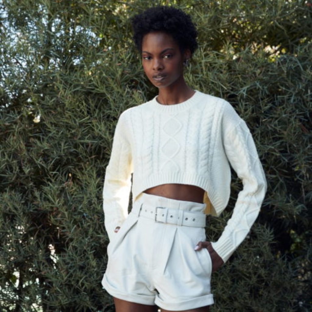 Camila Coelho Cable-Knit Sweater Cream Size L Nwt